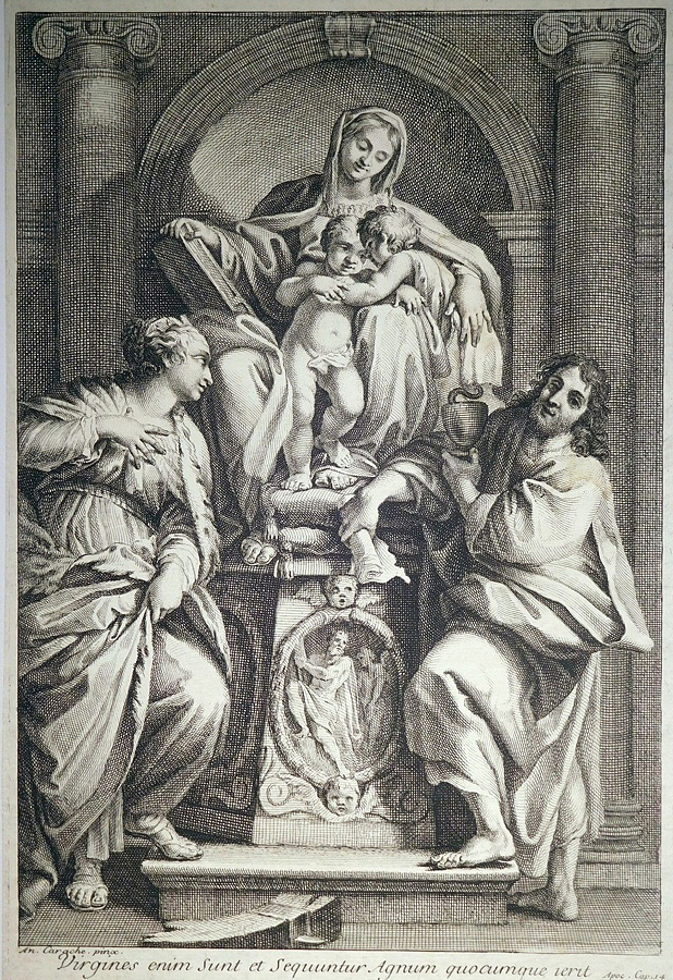 La Vergine, Gesù e Giovannino con Santa Caterina e San Giovanni - Annibale Carracci (after)
